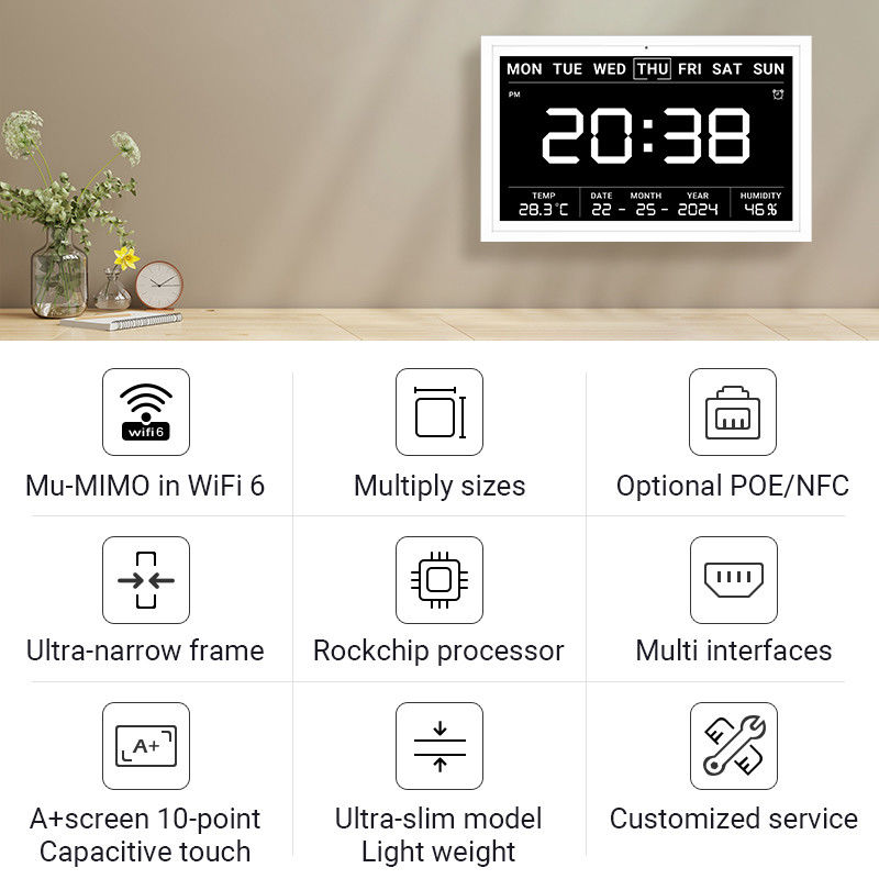 Υπερ-ελαφριά οθόνη αφής Tablet Smart Home Timing Tablet WiFi 6 με Mu-MIMO για προβολή χρονοδιαγράμματος ημερολογίου