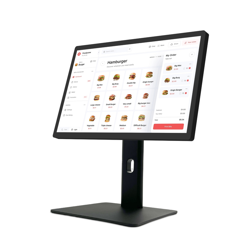 Οθόνη αφής Android 14 21,5'' για σύστημα POS εστιατορίου, οθόνη κουζίνας, WiFi6, RK3576, ψηφιακή οθόνη μενού για υπηρεσίες εστίασης