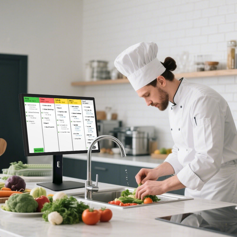 Οθόνη αφής Android 14 21,5'' για σύστημα POS εστιατορίου, οθόνη κουζίνας, WiFi6, RK3576, ψηφιακή οθόνη μενού για υπηρεσίες εστίασης