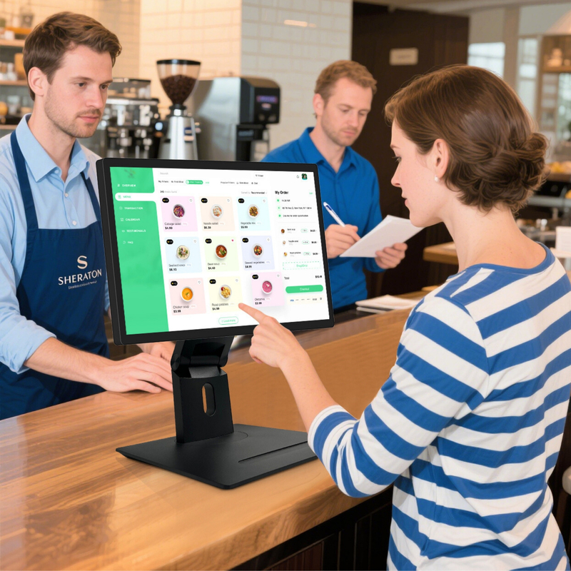 Οθόνη αφής Android 14 21,5'' για σύστημα POS εστιατορίου, οθόνη κουζίνας, WiFi6, RK3576, ψηφιακή οθόνη μενού για υπηρεσίες εστίασης