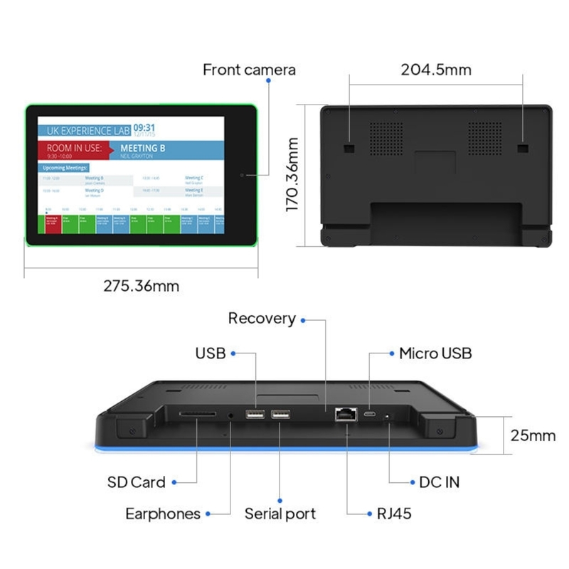 10 ιντσών επιτοίχια Android Tablet για συσκέψεις με LED Light Bar